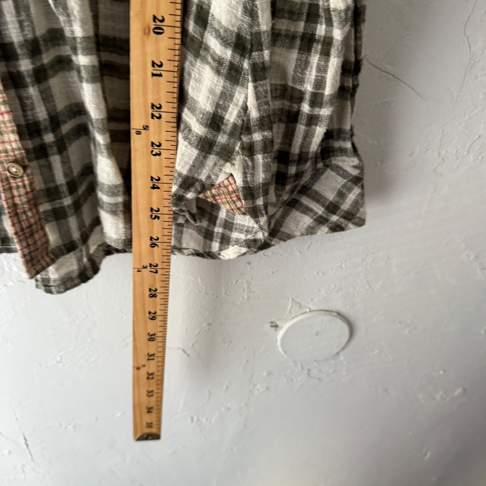 Free People Womens Plaid Long Sleeve Button Shirt Olive Green Bohemian Cabin XS - Picture 5 of 8